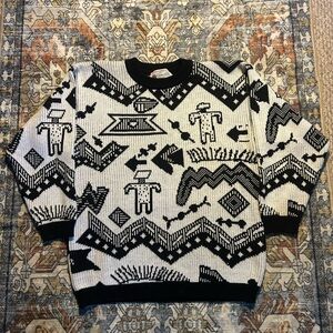 Tribal Patterned Crewneck Sweater